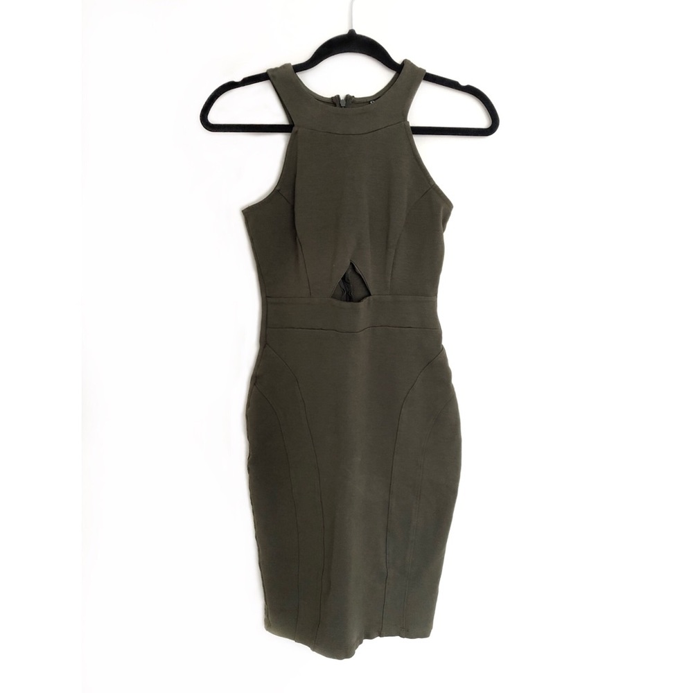 Windsor Olive Green Cutout Bodycon Midi Dress